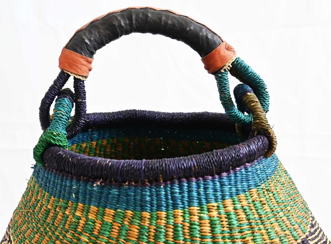 セール/新品/アフリカ ガーナ製/ブルキナボルガ バスケット/42×46cm