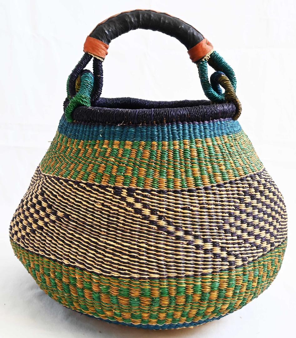 セール/新品/アフリカ ガーナ製/ブルキナボルガ バスケット/42×46cm