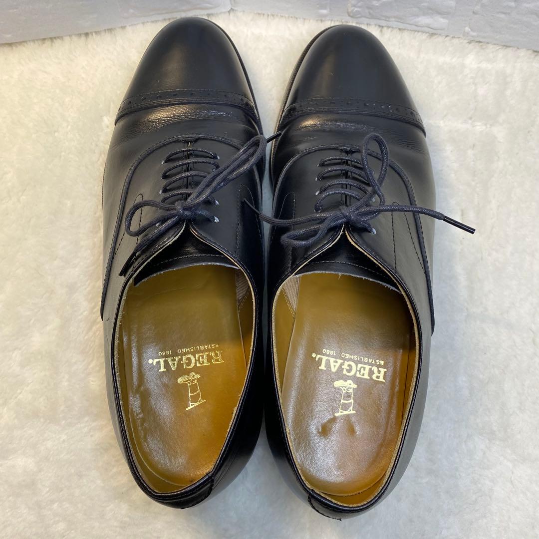 【美品】REGAL リーガル ストレートチップ 革靴 25.0cm ブラック