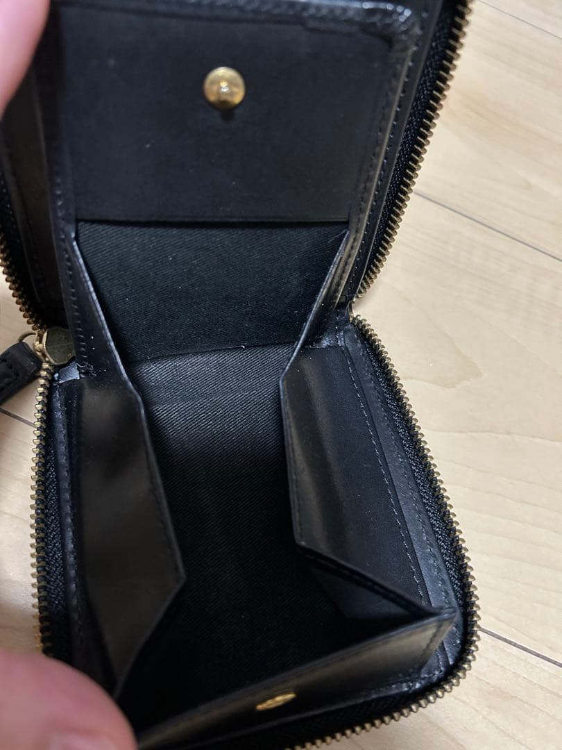 SLOW 二つ折り財布　黒herbie round short wallet