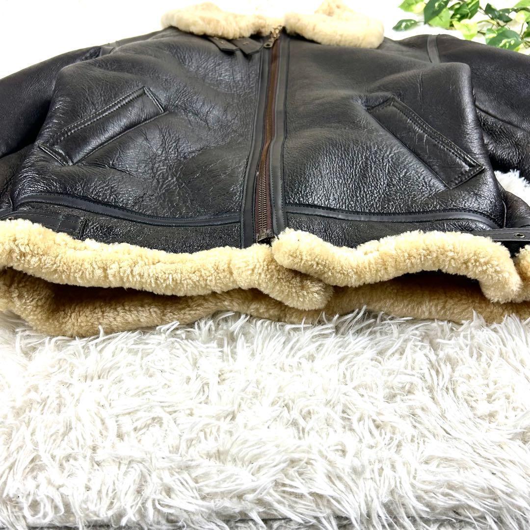 希少 テオデム B-3 ムートンフライトジャケット ダークブラウン 大きいサイズ