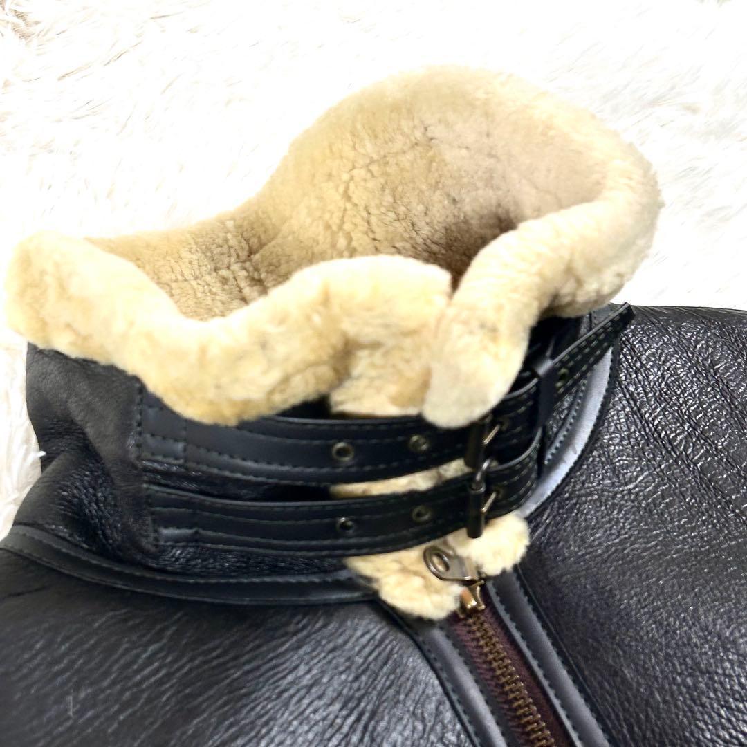 希少 テオデム B-3 ムートンフライトジャケット ダークブラウン 大きいサイズ