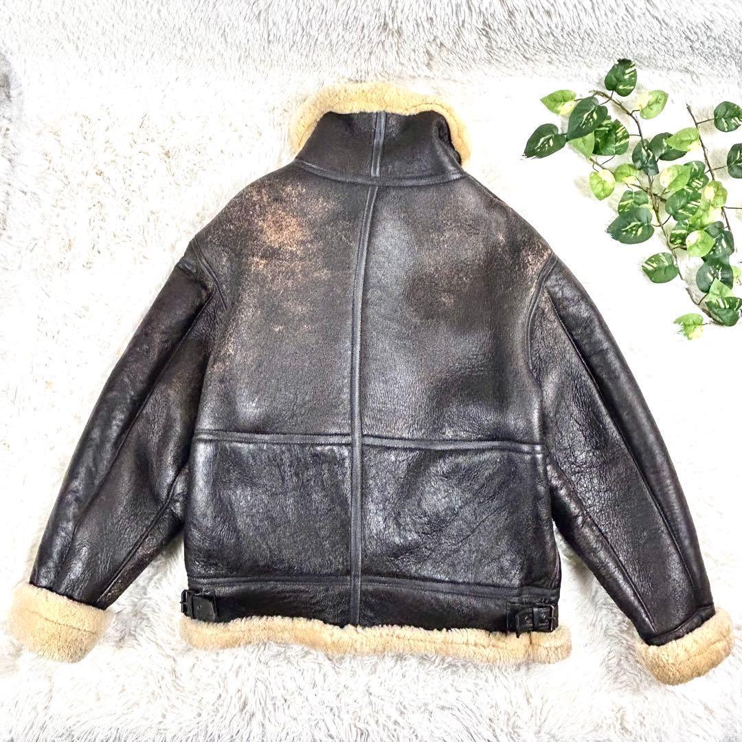 希少 テオデム B-3 ムートンフライトジャケット ダークブラウン 大きいサイズ