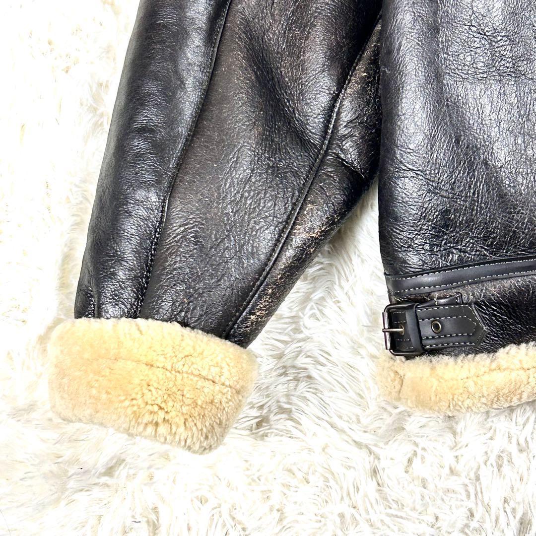 希少 テオデム B-3 ムートンフライトジャケット ダークブラウン 大きいサイズ