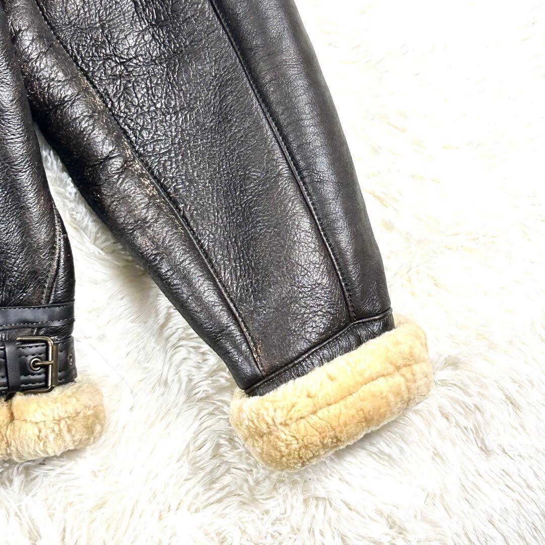 希少 テオデム B-3 ムートンフライトジャケット ダークブラウン 大きいサイズ