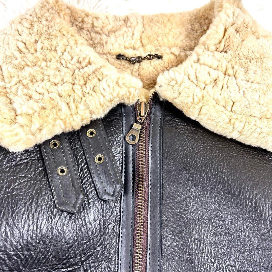 希少 テオデム B-3 ムートンフライトジャケット ダークブラウン 大きいサイズ