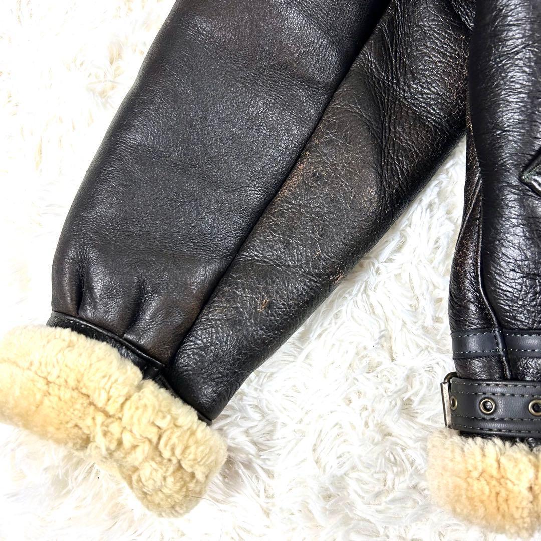 希少 テオデム B-3 ムートンフライトジャケット ダークブラウン 大きいサイズ