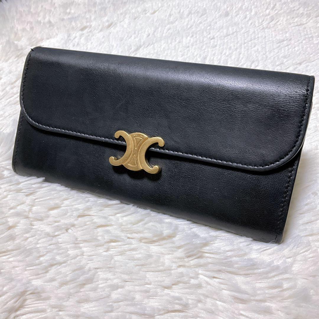 付属品完備♡美品♡CELINE セリーヌ トリオンフ 長財布 ブラック フラップ