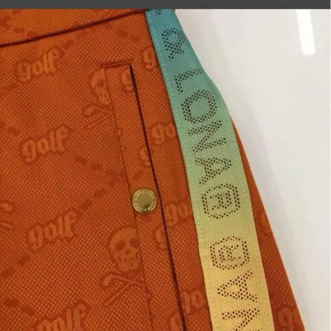 マークアンドロナ ハーフパンツ オレンジ スカル サイドロゴライン メンズ 48