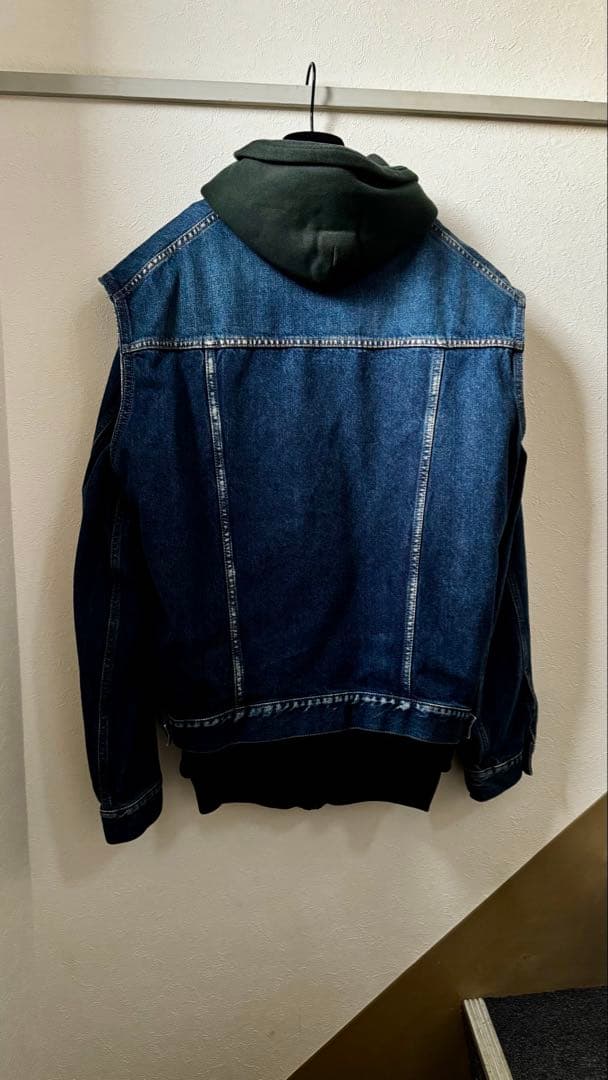 BALENCIAGA デニムジャケット グリーンフード付き