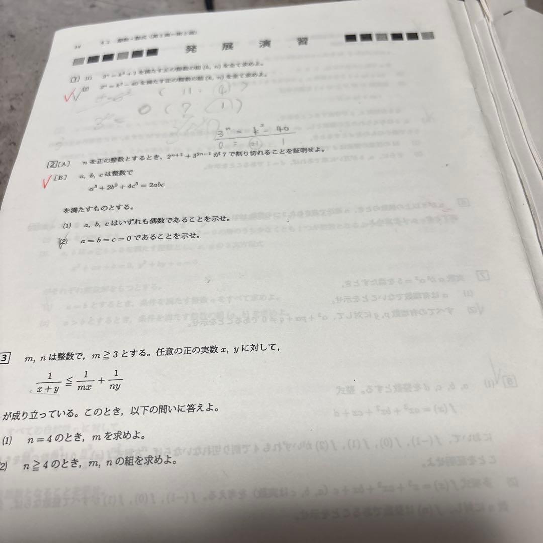鉄緑会　大阪校　数学　高3理系数学問題集 単元別演習 鶴田先生の手書き解答付き！