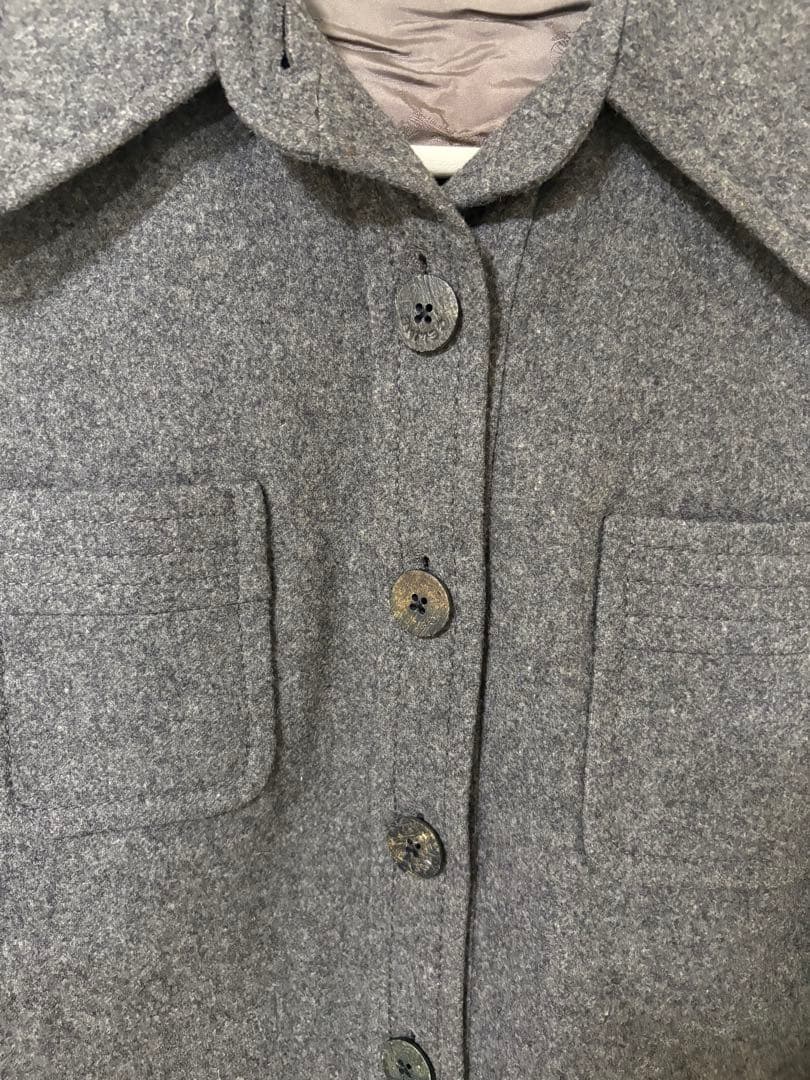 【希少】ヴィンテージCÉLINE ショート丈コート/ウール/グレー