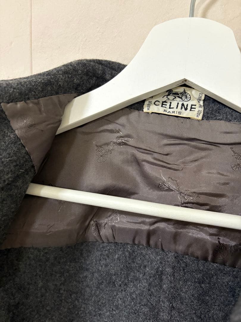 【希少】ヴィンテージCÉLINE ショート丈コート/ウール/グレー
