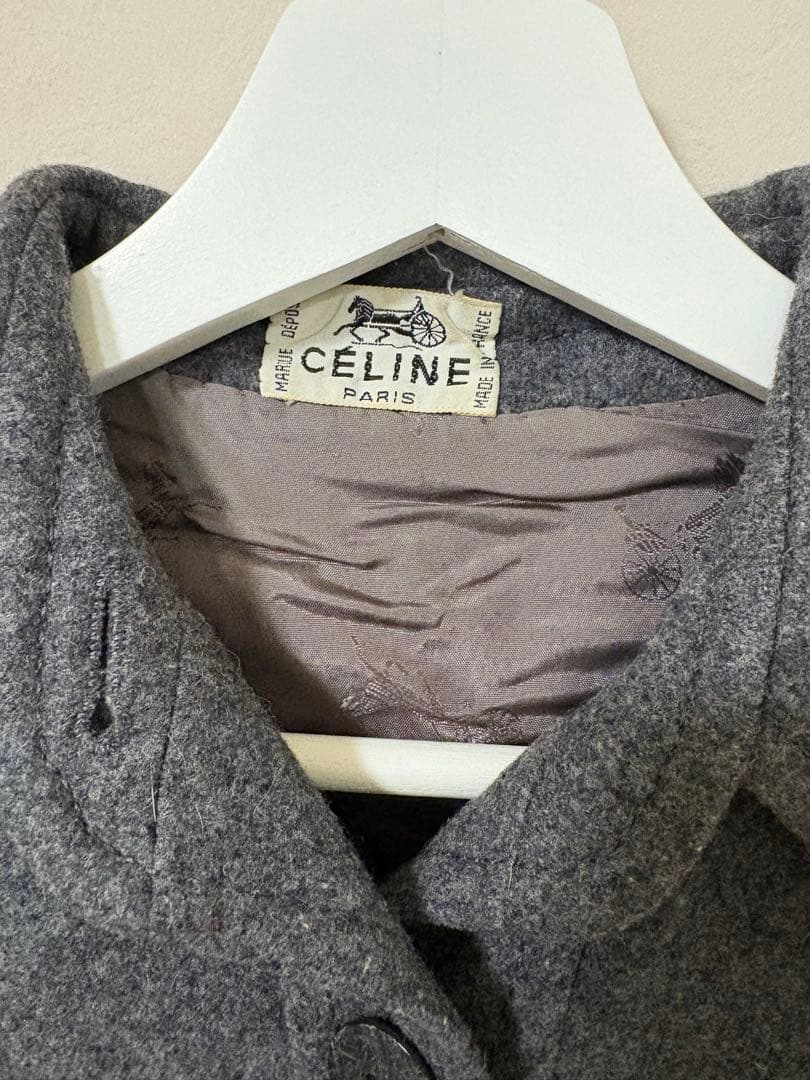 【希少】ヴィンテージCÉLINE ショート丈コート/ウール/グレー