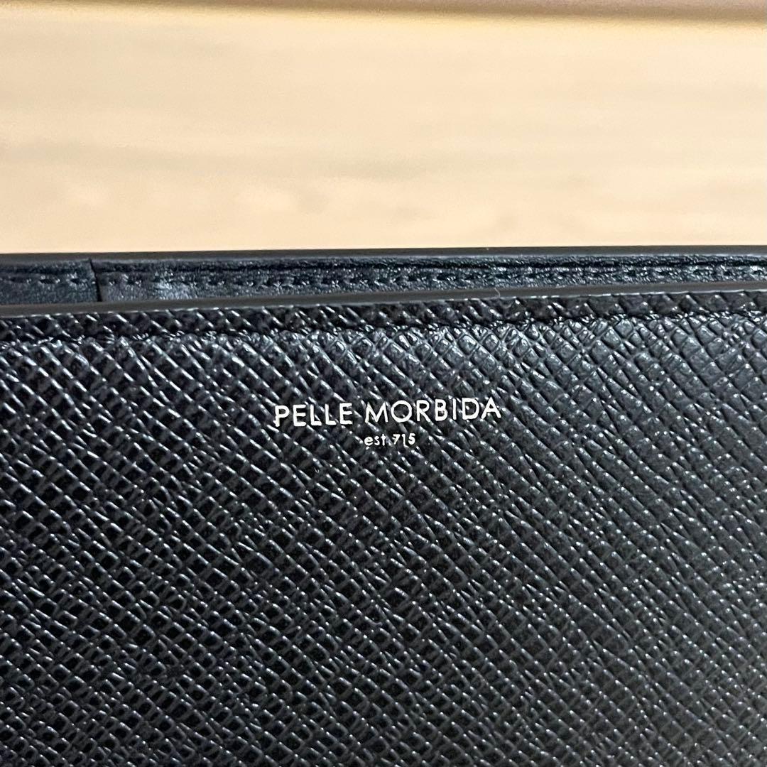 未使用/ペッレモルビダ　二つ折り財布　ウォレット　コンパクト　ブラック　レザー