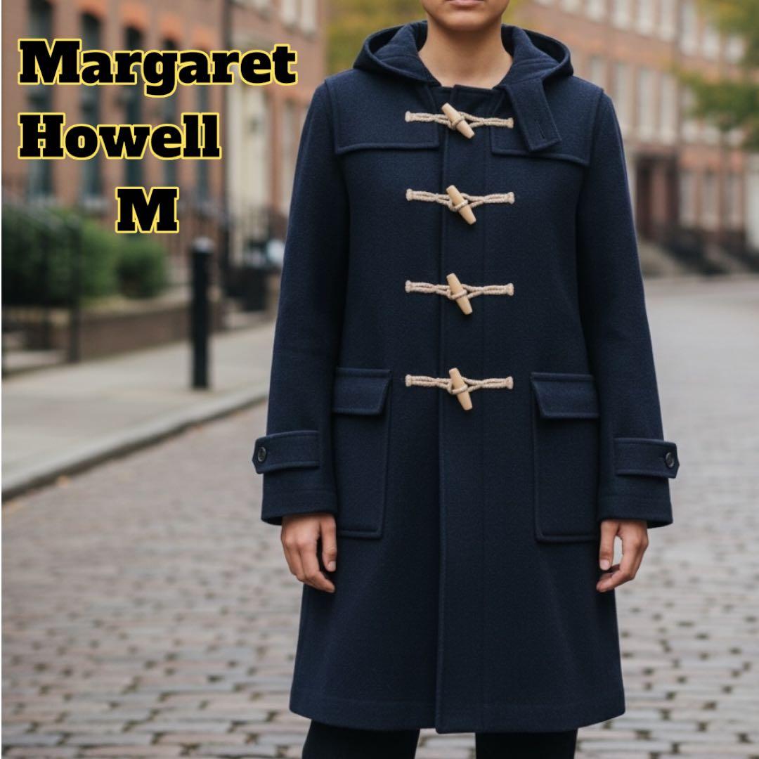 MHL. ロングダッフルコート ウール トグル M ネイビー　通勤　通学