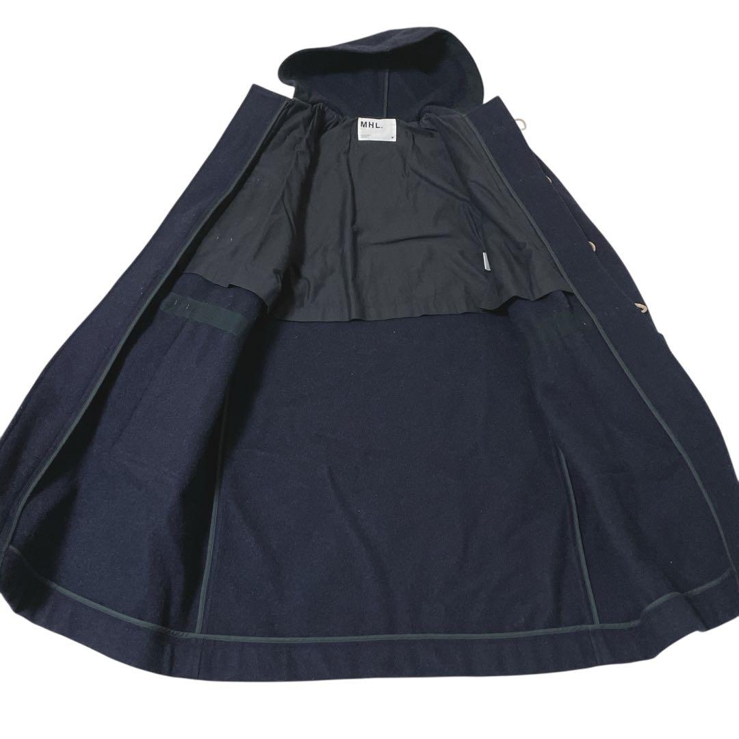 MHL. ロングダッフルコート ウール トグル M ネイビー　通勤　通学