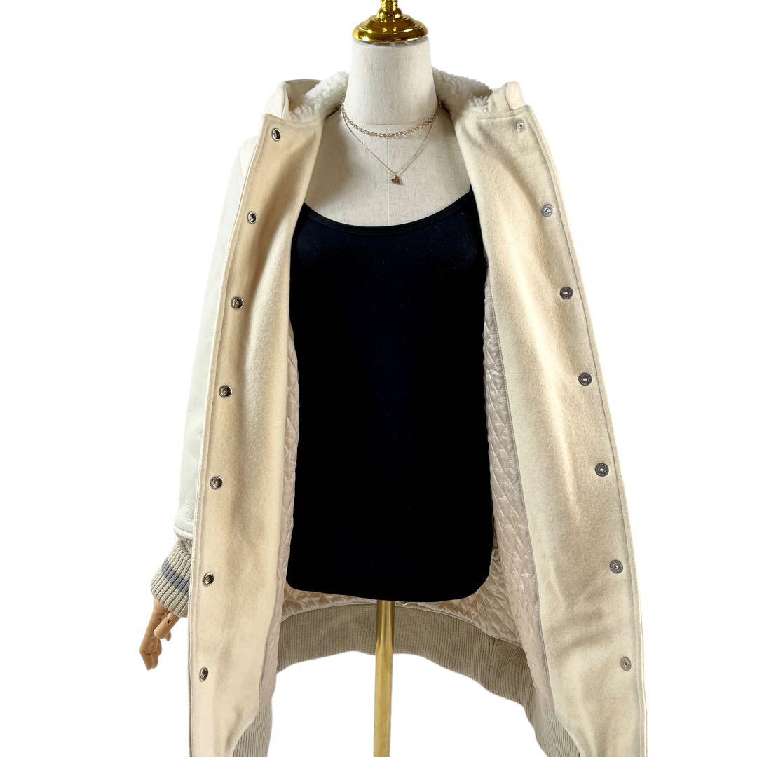 【美品】ストロール フード付き アイボリー スタジアムジャケット スタジャン