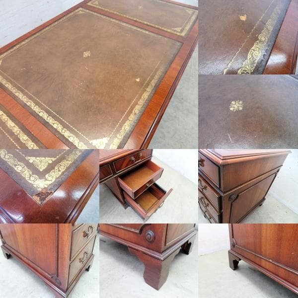 ベヴァンファンネル社■イギリス■革張り■マホガニー■両袖デスク■クラシック■