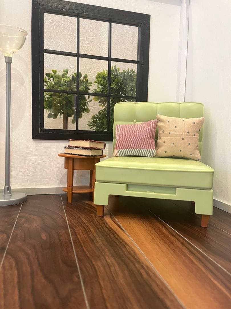 ドールハウス　撮影背景ボード　ハンドメイド☆玄関ホール＆リビングの2部屋セット