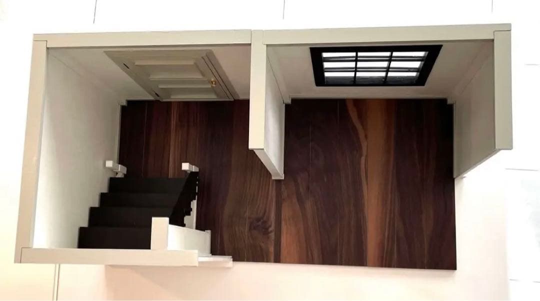 ドールハウス　撮影背景ボード　ハンドメイド☆玄関ホール＆リビングの2部屋セット