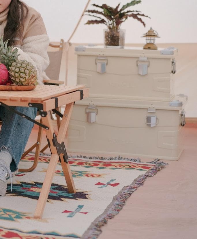 ★ HOMFUL★スタッキングアルミコンテナボックス★クリーム★75Ｌ★Lサイズ