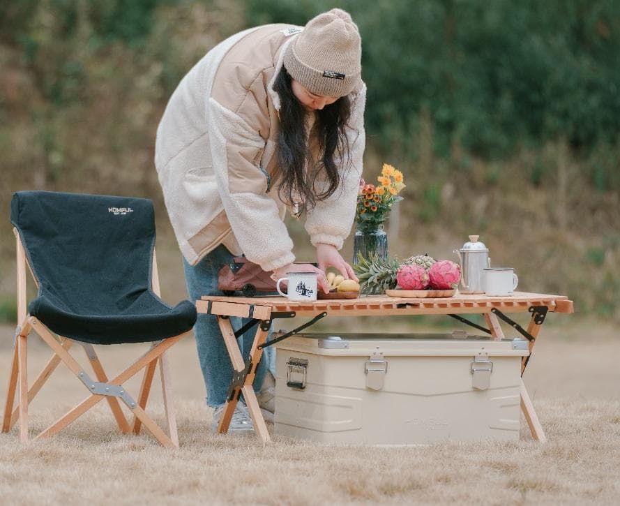 ★ HOMFUL★スタッキングアルミコンテナボックス★クリーム★75Ｌ★Lサイズ