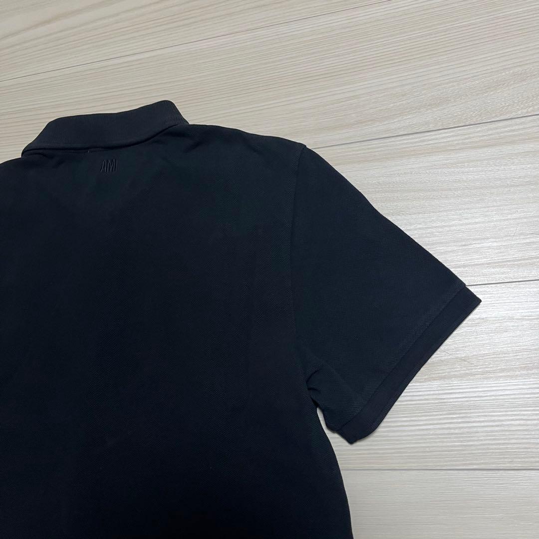 QR確認済　正規品　アミ ワンポイント ハート刺繍ロゴ ポロシャツ 黒