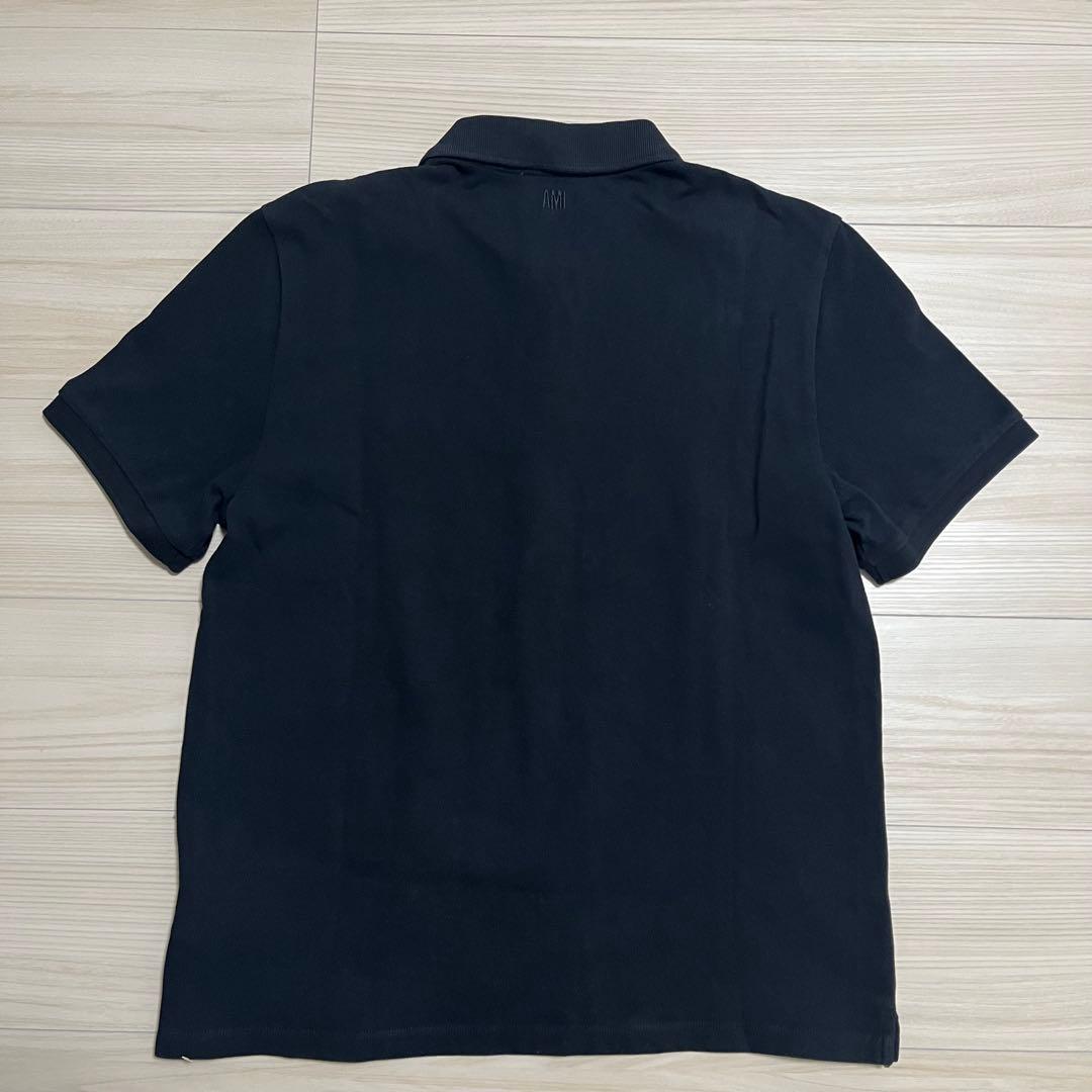 QR確認済　正規品　アミ ワンポイント ハート刺繍ロゴ ポロシャツ 黒