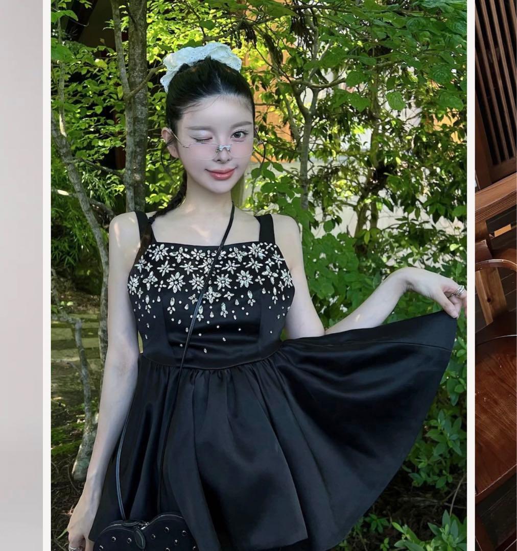 新品タグ付き ブラック ダーリッチ ジュエリーフレアチュニック 黒 フリー F