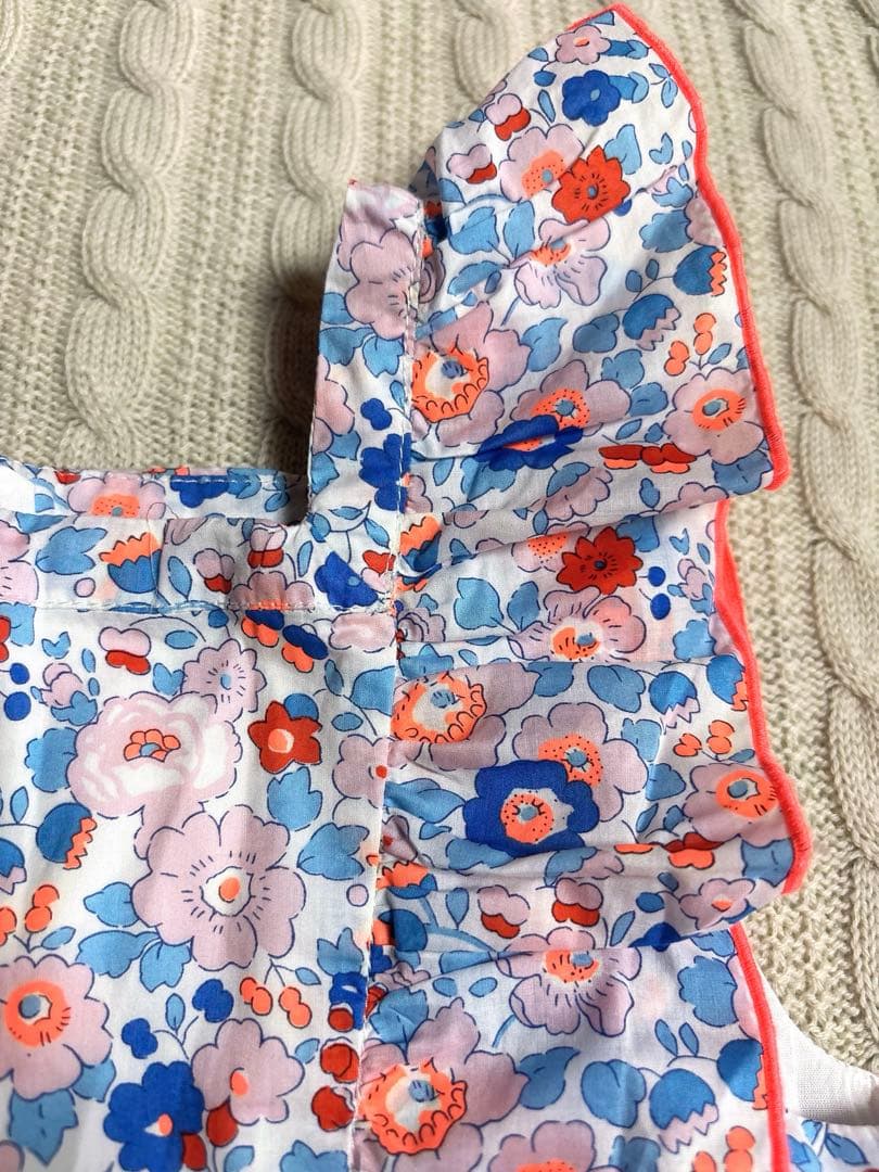 新品　Jacadi × LIBERTY 花柄　フリル　ワンピース　オレンジ10A