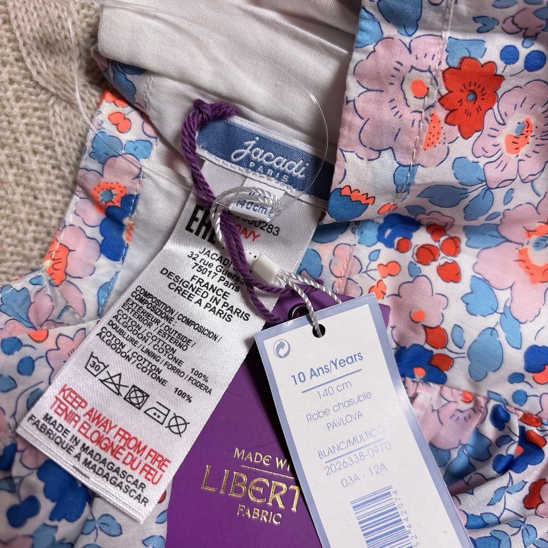 新品　Jacadi × LIBERTY 花柄　フリル　ワンピース　オレンジ10A