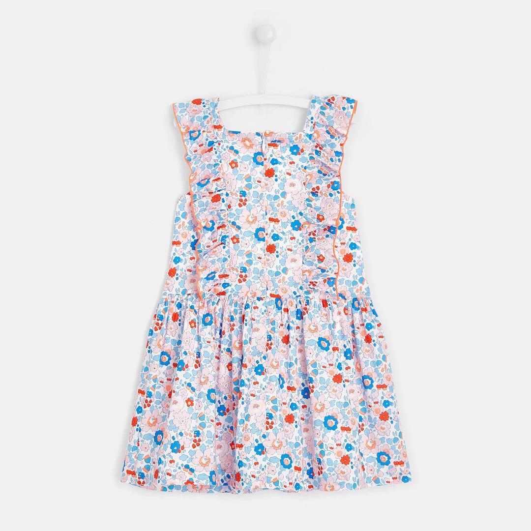 新品　Jacadi × LIBERTY 花柄　フリル　ワンピース　オレンジ10A