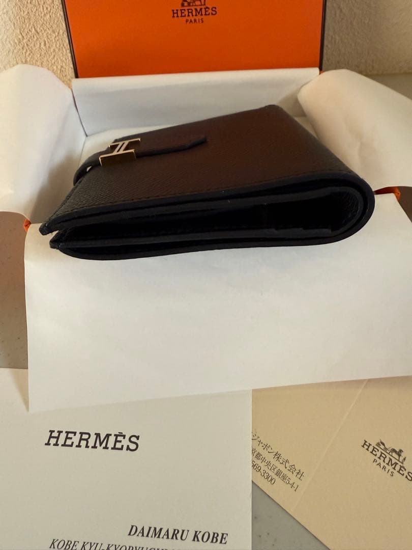 あり✨超美品✨HERMES べアンコンパクト ブラック 金具ゴールド