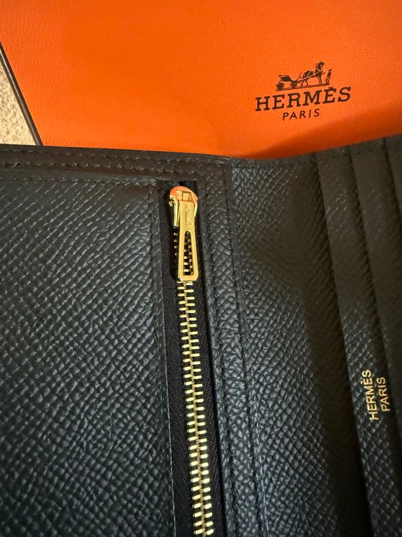 あり✨超美品✨HERMES べアンコンパクト ブラック 金具ゴールド