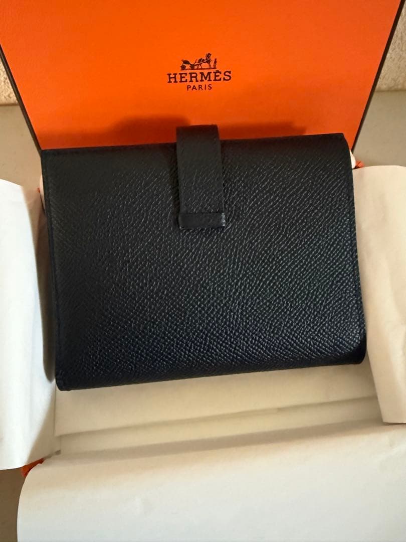 あり✨超美品✨HERMES べアンコンパクト ブラック 金具ゴールド
