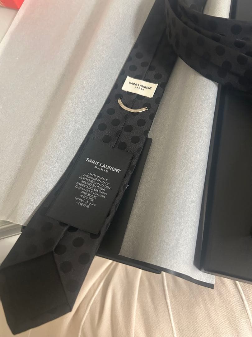 サンローラン　ナロータイ　ネクタイ　極美品　ブラック　ドット