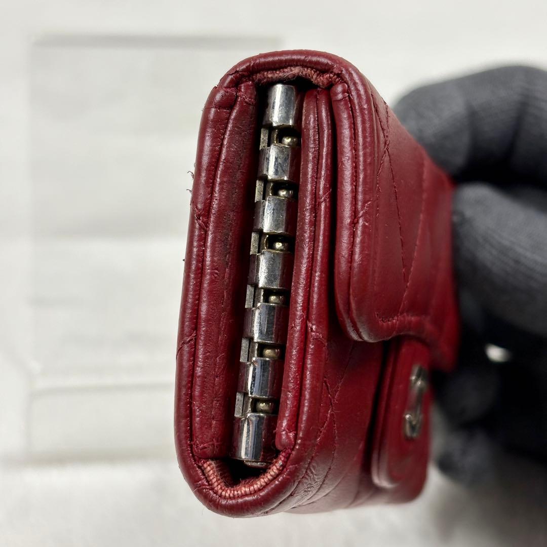 正規品 CHANEL マトラッセ ラムレザー シルバー金具 キーケース レッド