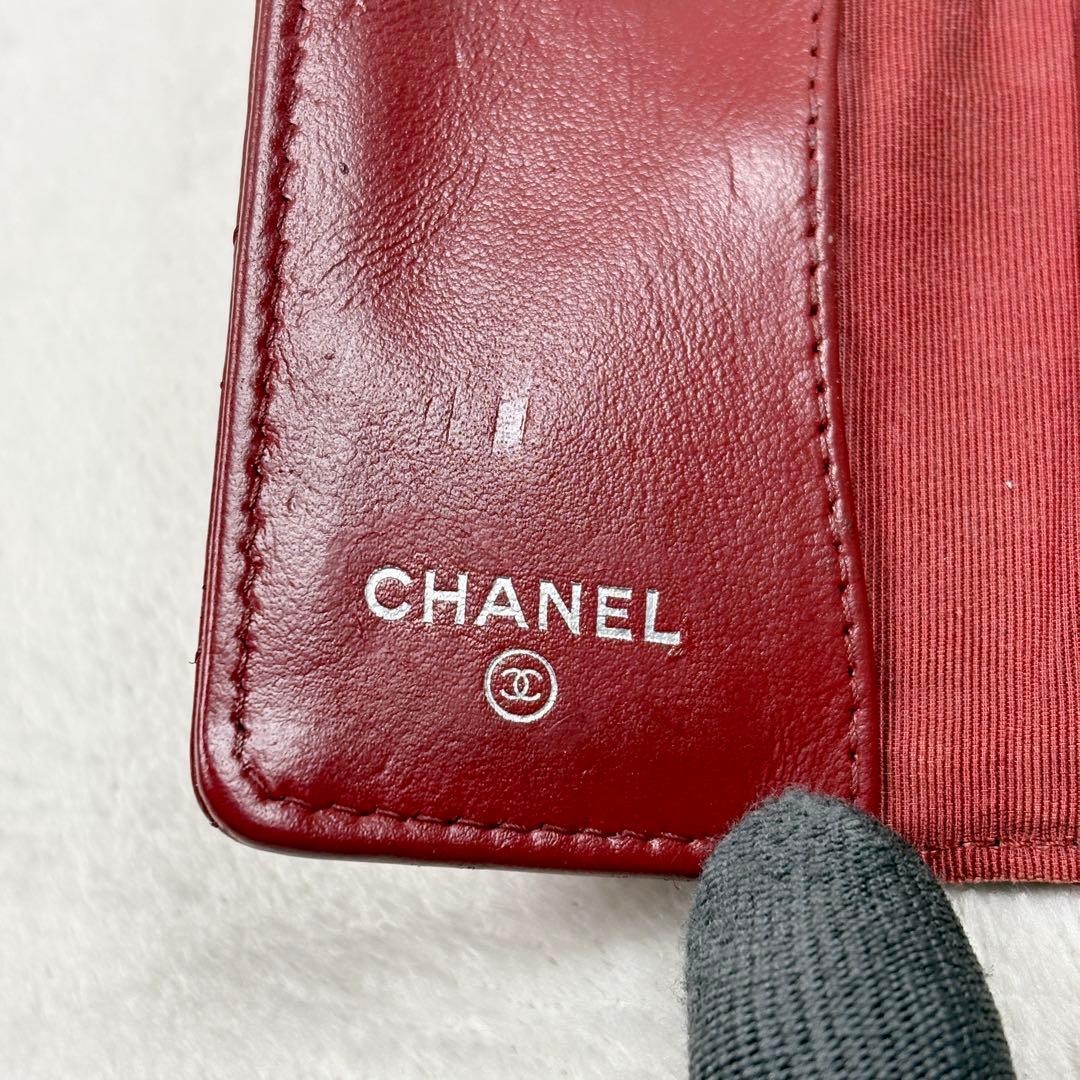 正規品 CHANEL マトラッセ ラムレザー シルバー金具 キーケース レッド