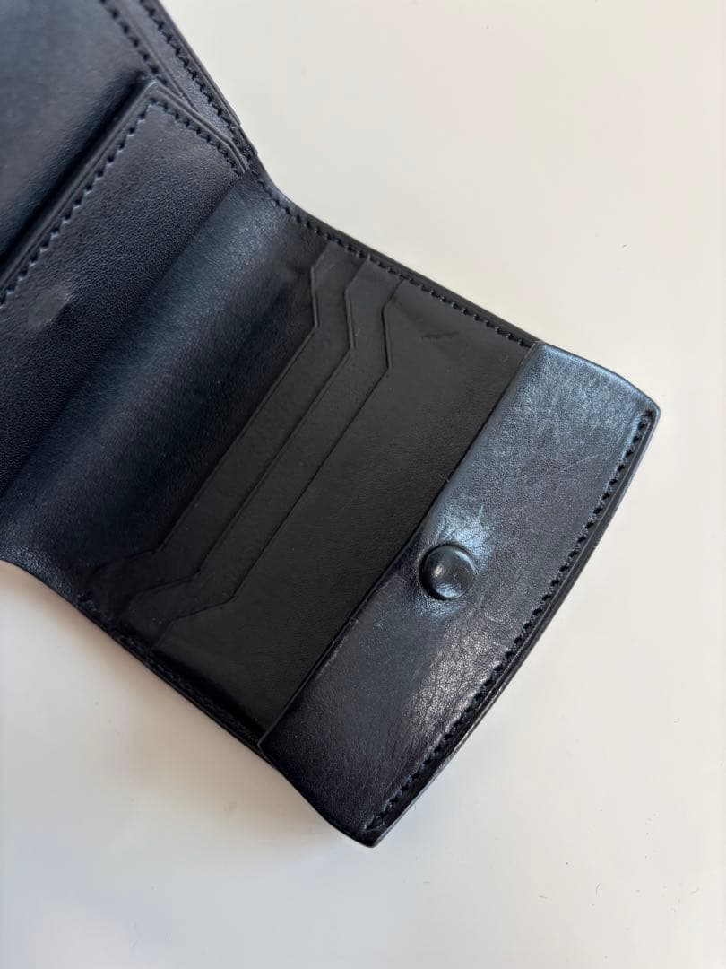 万双　厚コバ　2つ折り財布　ブラック