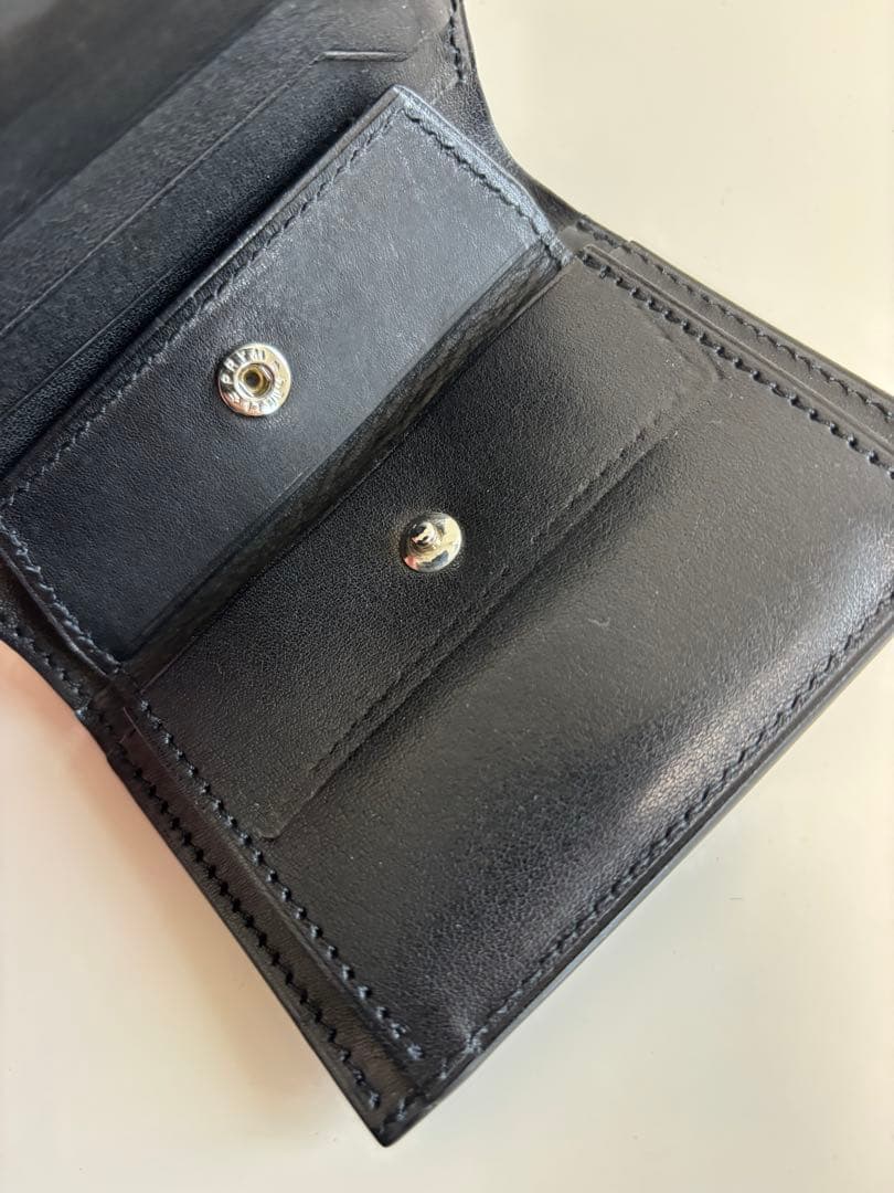 万双　厚コバ　2つ折り財布　ブラック