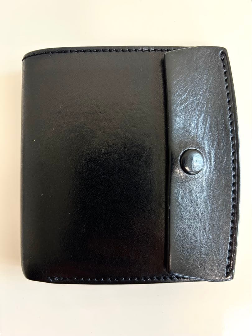 万双　厚コバ　2つ折り財布　ブラック