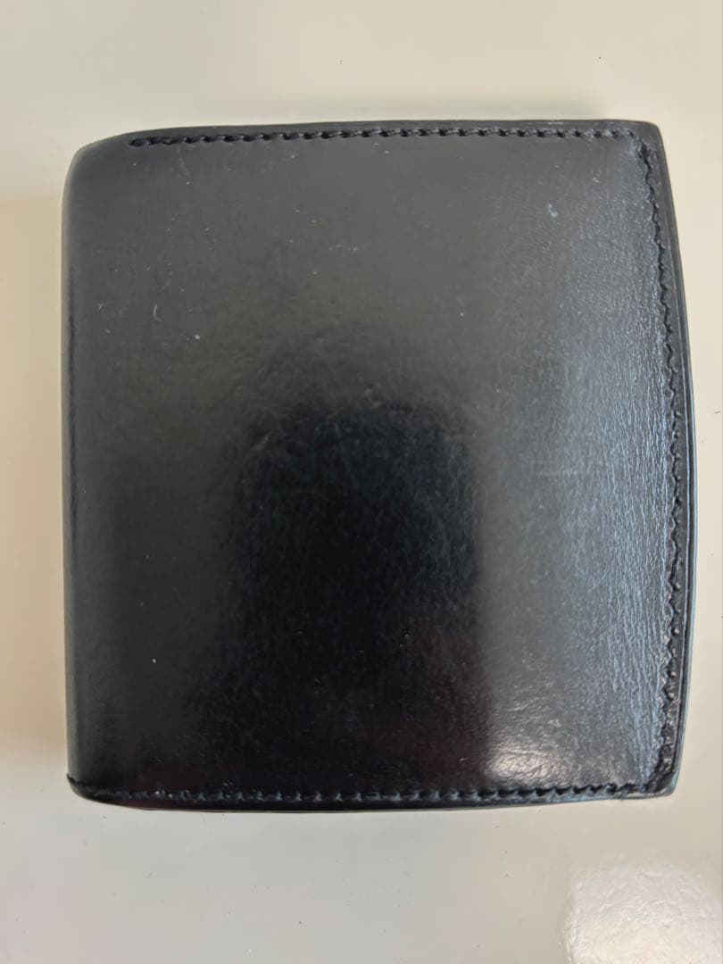 万双　厚コバ　2つ折り財布　ブラック