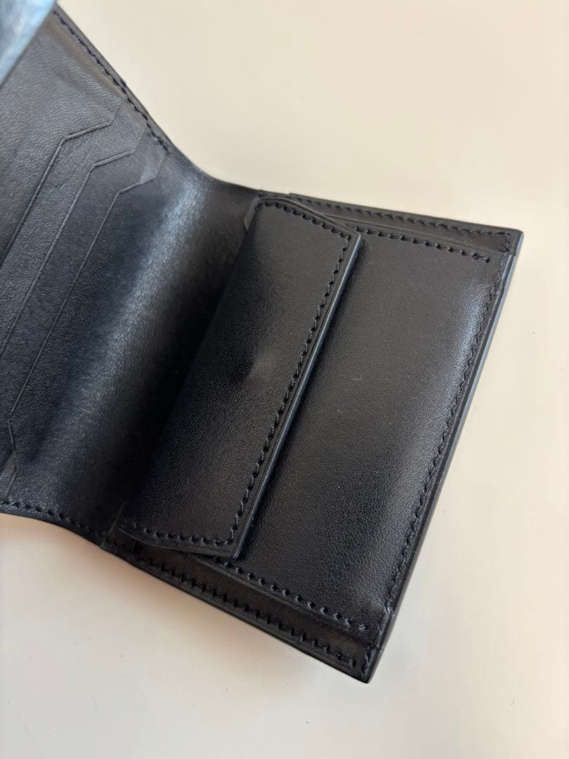 万双　厚コバ　2つ折り財布　ブラック