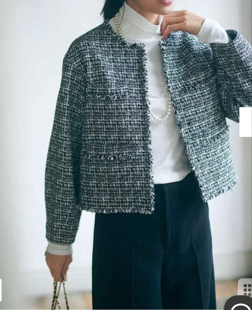 【新品】【VERYコラボ 】ファンシーツイード ジャケット　ブラック×ホワイト