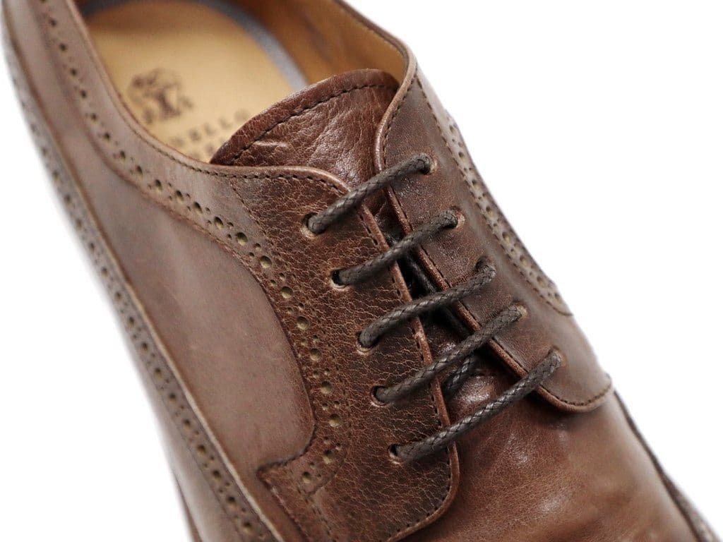 ■新品24万!ブルネロクチネリ／カーフレザーダービーシューズ 44（29cm）茶