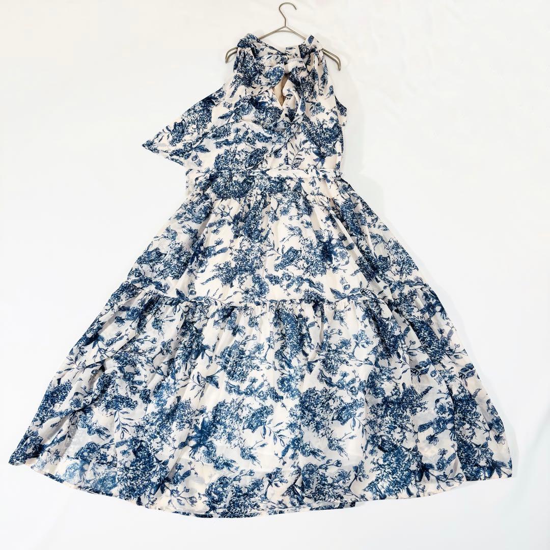 916未使用級✨エステラケー プリントホルターネックティアードドレス