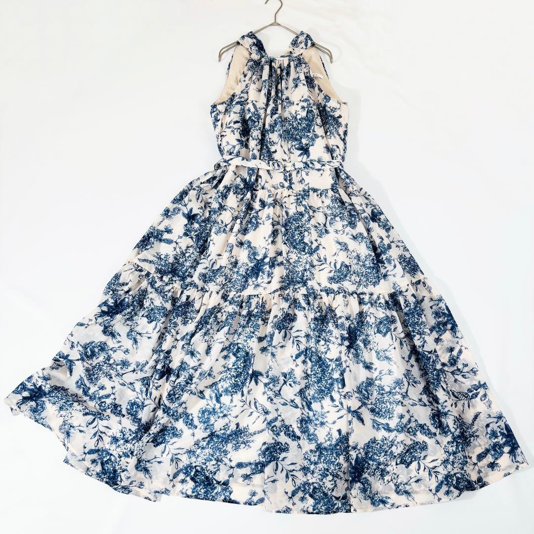 916未使用級✨エステラケー プリントホルターネックティアードドレス