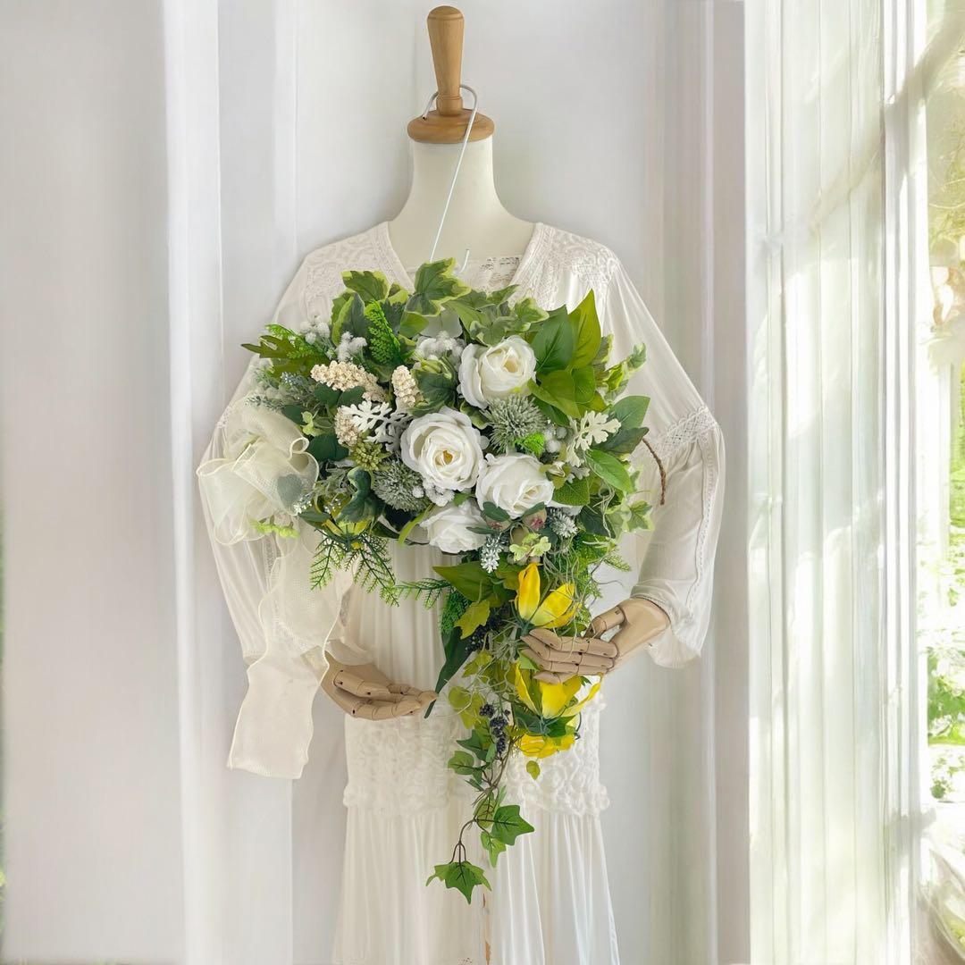 光触媒フラワー 特大サイズの初夏のアーチリース／グリーン×ホワイトのリース