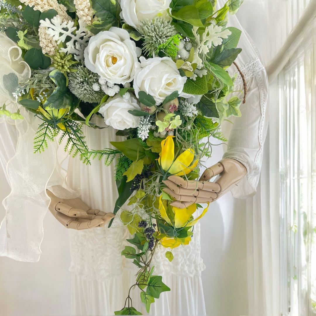 光触媒フラワー 特大サイズの初夏のアーチリース／グリーン×ホワイトのリース